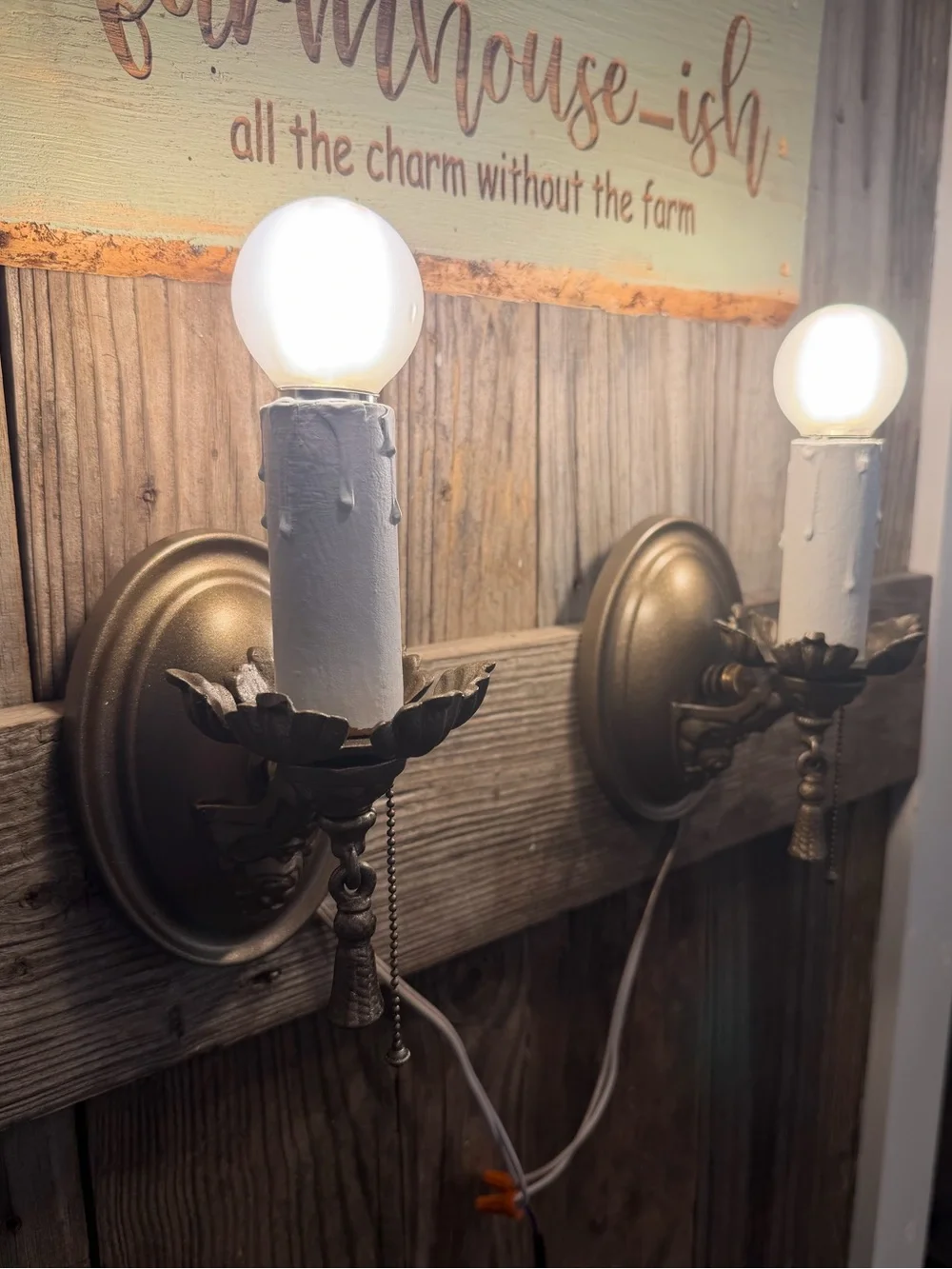 (2) vintage reconditioned 1920s pan-style wall sconces